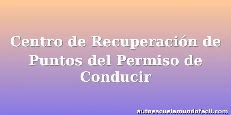 Centro de Recuperación de Puntos del Permiso de Conducir