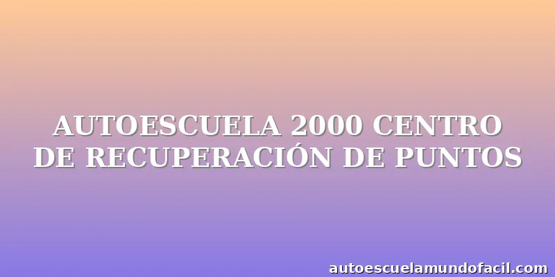 AUTOESCUELA 2000 CENTRO DE RECUPERACIÓN DE PUNTOS